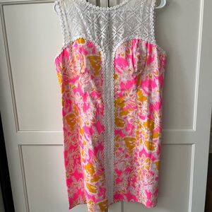 Lilly Pulitzer Floral Lace Dress in Pink and Yellow
